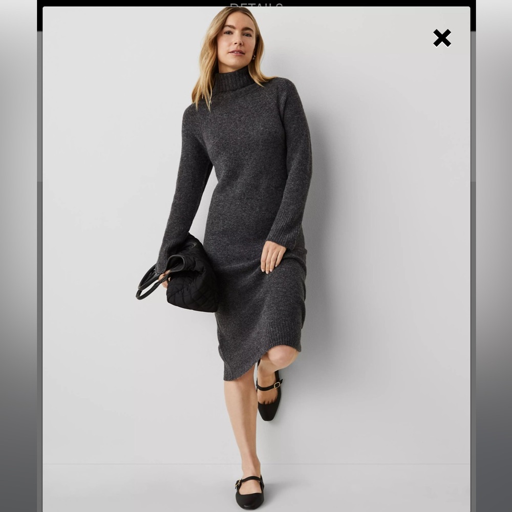 NWT Ann Taylor Ribbed Sweater Dress grey sz large
